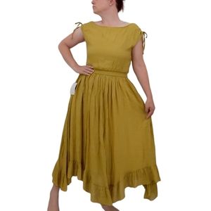 NWT Joyfolie Gia Dress Chartreuse Mustard Boho M